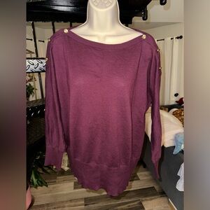 Gap combed cotton sweater with brass buttons on shoulders size L cranberry color
